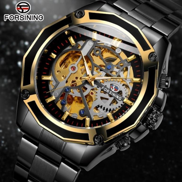 FORSINING 8130 jam tangan mekanik otomatis stainless steel