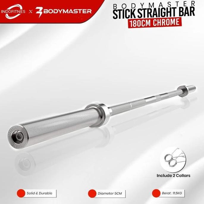 FLASH SALE - BODYMASTER Stick Olympia 180cm Dumbell Olympic Bar Barbel Gym Chrome