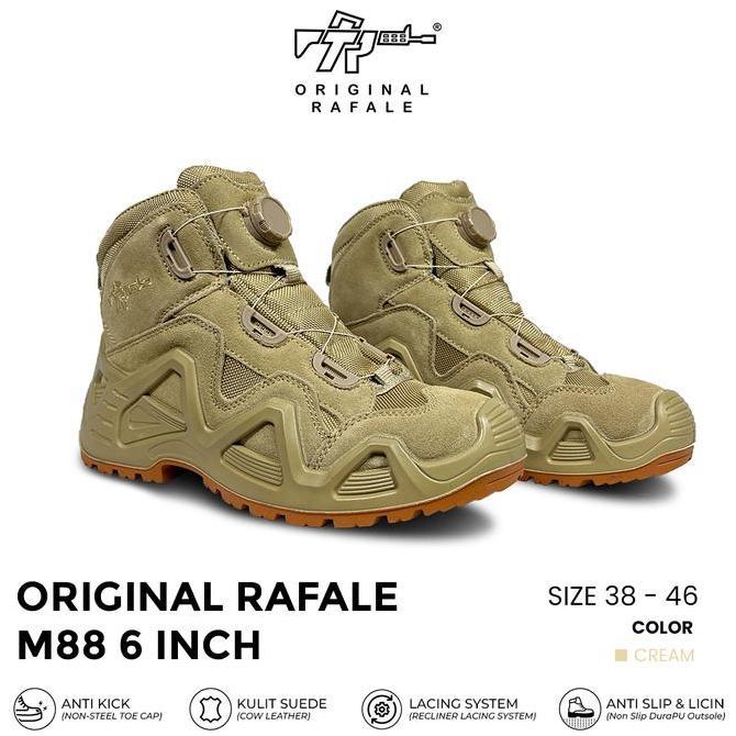 Moon- Original Rafale M88 6 Inch Tali Putar Sepatu Outdoor Hiking Gunung Tracking - Cream Gurun Dan 