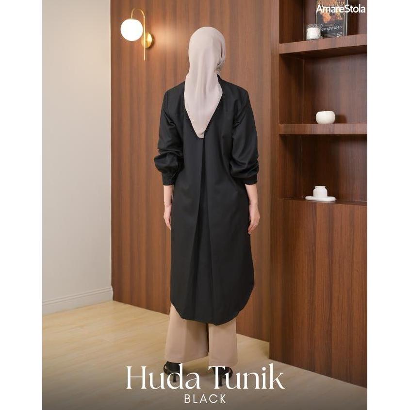 Amarestola - Huda Tunik / Tunik Lengan Panjang Katun Bordir Coksu Putih Hitam Sage