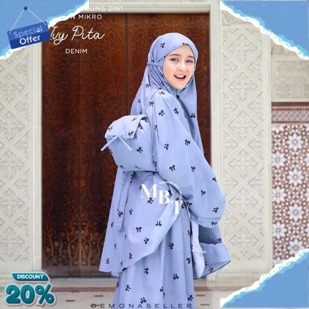 Diskon Lebaran Mukenah Anak Tanggung 2In1 Motif Pita Mukenah Katun Premium Mewah Terbaru
