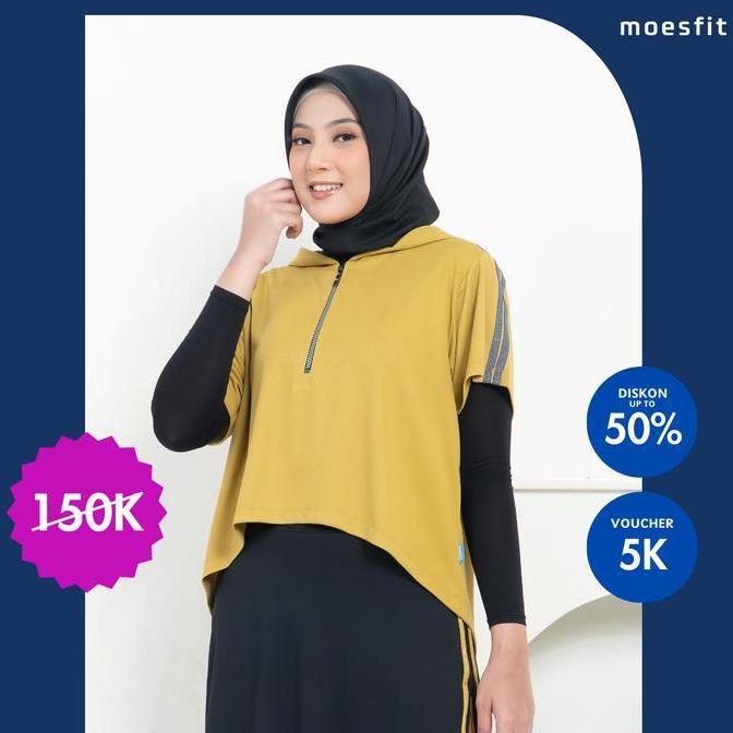 Moesfit Outer Hijab Sporty Muslimah Rompi Hoodie Olahraga Wanita Dry Fit