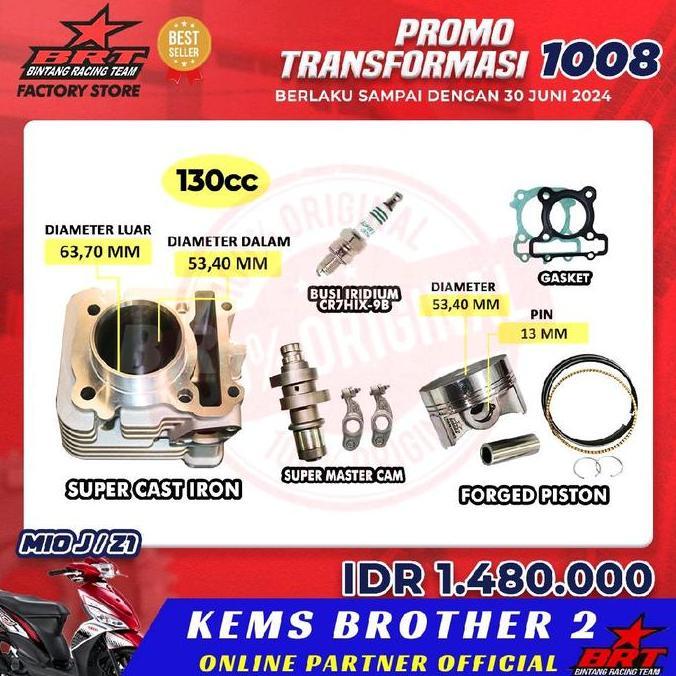 MARTEKNO PAKET BORE UP MIO J HEMAT ORIGINAL BRT 130 CC DAN 150 CC