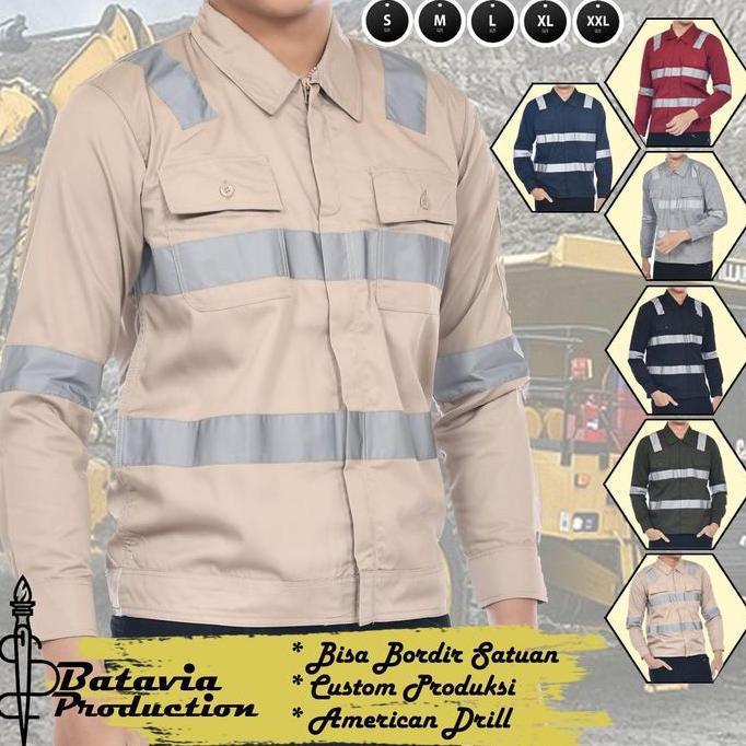 Baju Kemeja Wearpack Safety Zipper Tambang Proyek Seragam Kerja Lapangan Konstruksi Mekanik PLN Paka