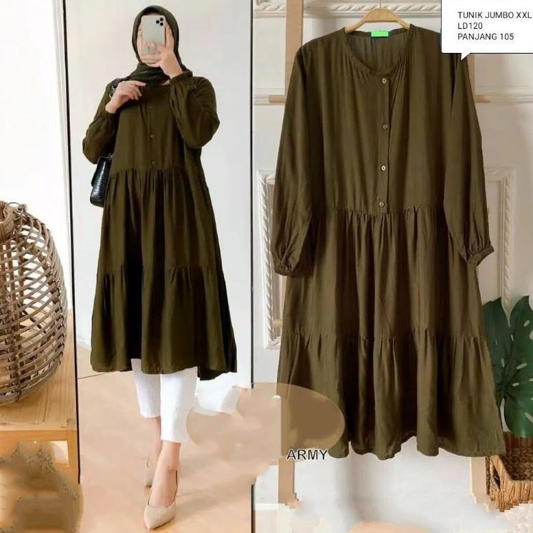 Wiza Tunik/Tunik Jumbo/Ld102&120/Tunik Kerut Keliling/Tunik Susun/Tunik Wanita/Tunik Muslim/Midi Dre