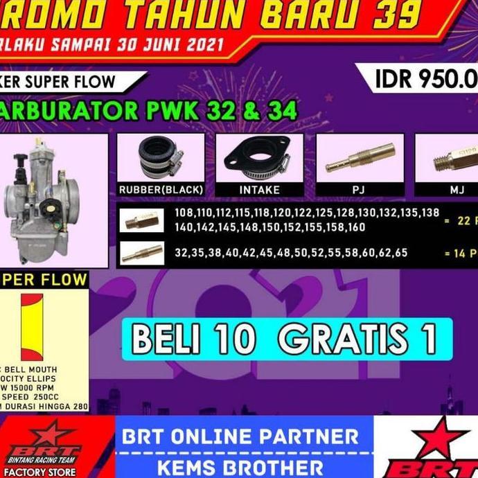 MARTEKNO KARBURATOR KARBU BRT PWK 32 SUPERFLOW BRT ORIGINAL BRT 100% MOTOR