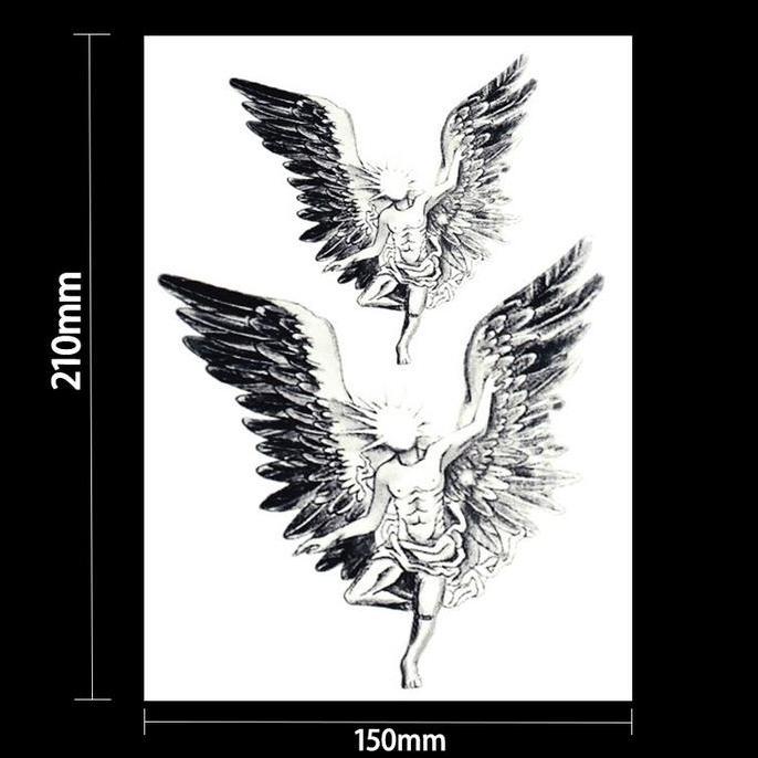 GAMYPAR Gd Sayap Malaikat Tato Dada Tahan Lama Tato Tahan Lama Tato Temporer Tahan Air Tato Angel Ta