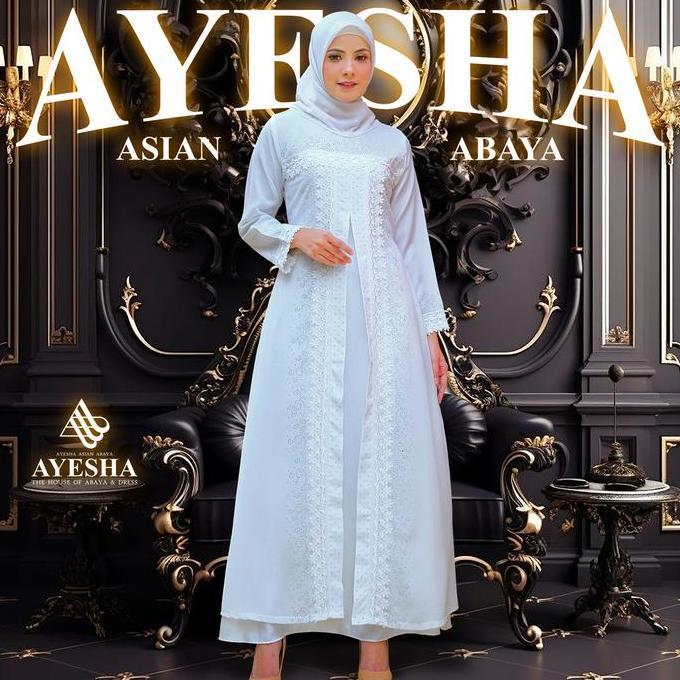 Gamis Putih Wanita Abaya Turkey Mewah Elegan Premium Terbaru