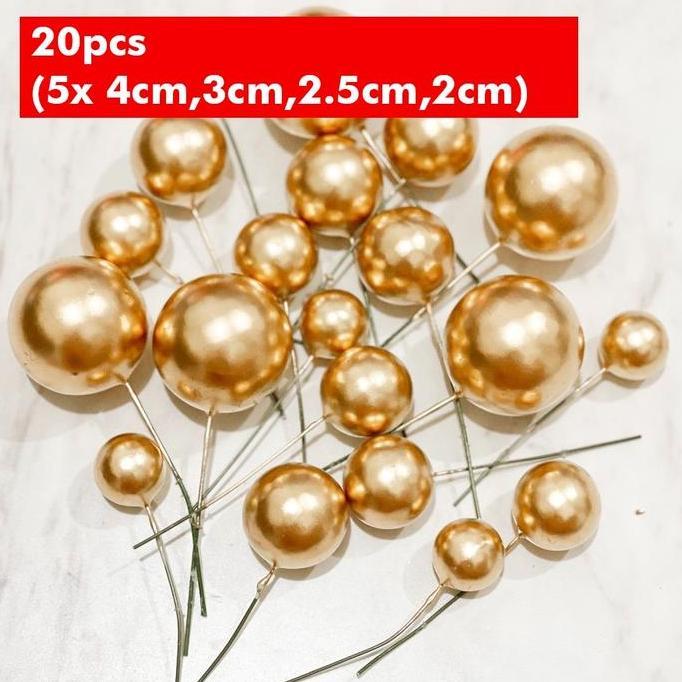 20pcs Bola Bola Tusuk Hiasan Kue / Ball Cake Topper / Hiasan Kue Ultah