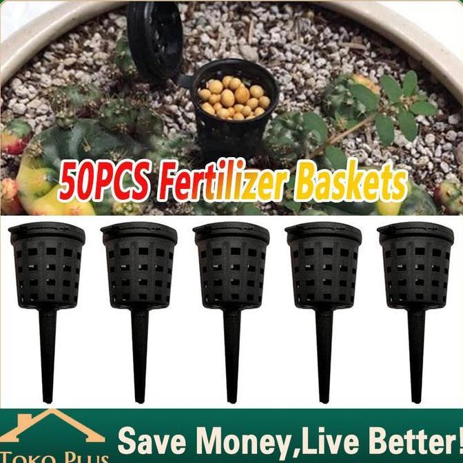 TWOVAN 50pcs tempat pupuk dekastar bonsai keranjang pupuk pot pupuk