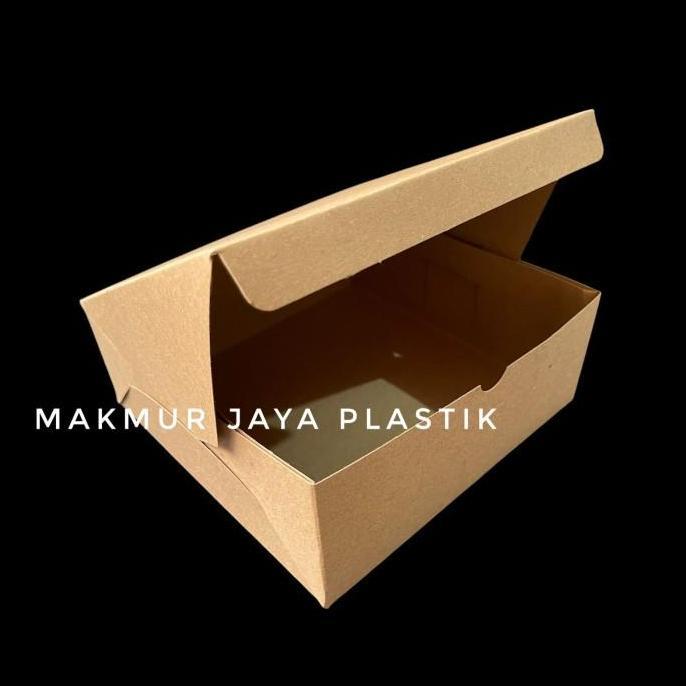 [ DUS NASI KOTAK 18 x 18 KRAFT ] BOX HAJATAN POLOS COKLAT