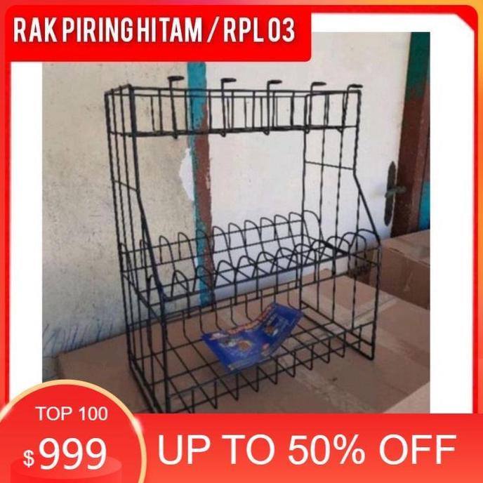RPL 03 HITAM / RAK PIRING SUSUN 3 ANTI KARAT / rak kawat susun 3 / rak piring RPL 03 / rak piring RP