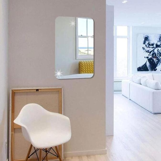 Stiker Cermin Kaca Dinding Oval Kotak anti Pecah Kaca Cermin tempel