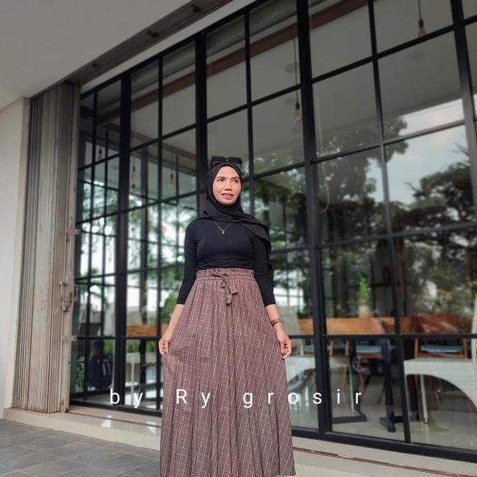 Dwikifajar99 - Rok Tartan Wanita Motif Kotak Model Plisket  Kekinian Panjang