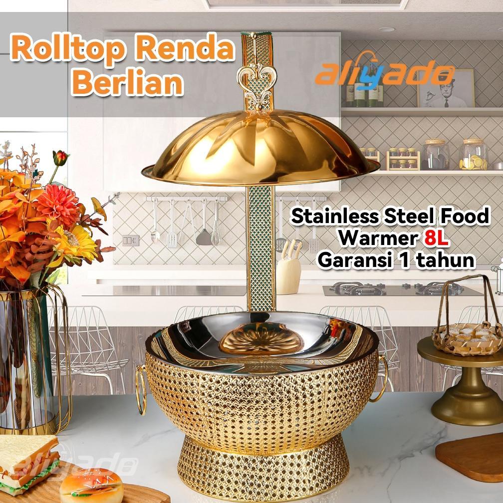 Food Warmer renda berlian GOLD 8L Chafing Dish rolltop roll top Round Kenduri Panci Prasmanan Food W