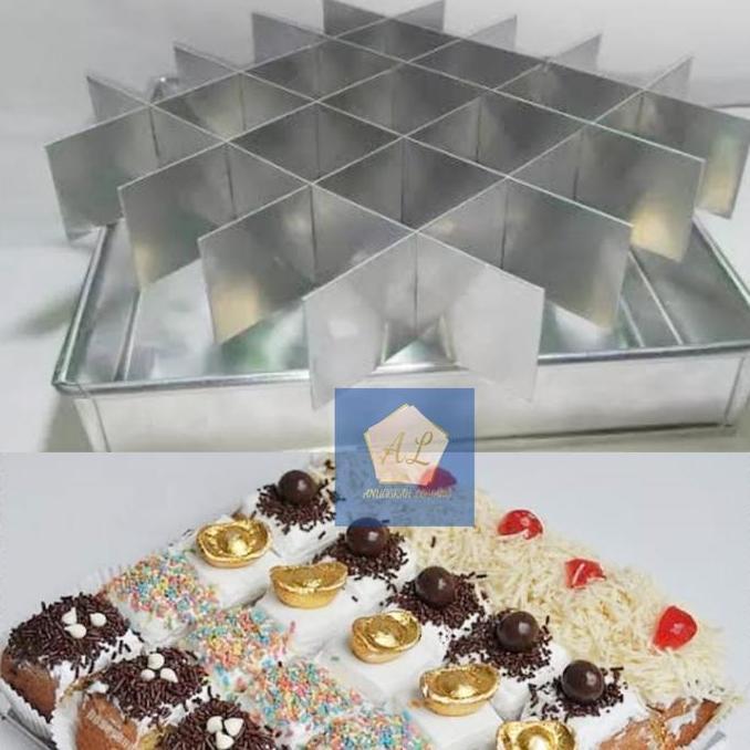 Loyang Kue Brownies Sekat ISI 25 / Cetakan Kue Sekat 20X20 cm