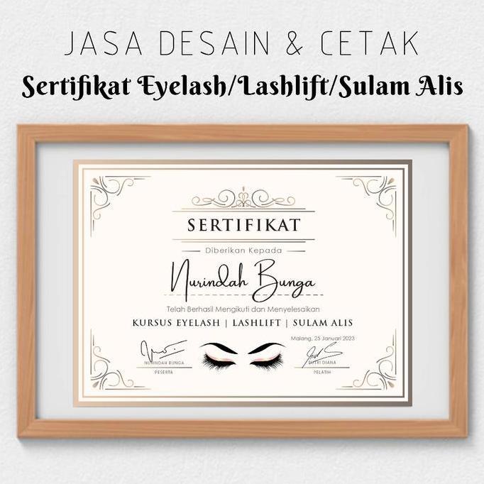 [mp72 b] Sertifikat Eyelash Extension Lashlift Sulam Alis Kursus Eyelash Beauty Certificate Piagam P