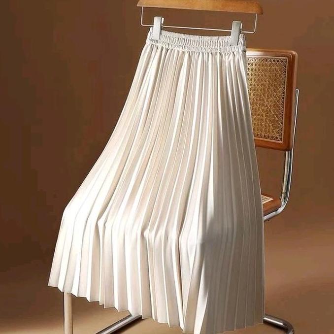 Maxi Skirt Wanita Dewasa Rok Plisket Panjang Cewek Payung Bahan Casebo Premium Tebal Tidak Nerawang 