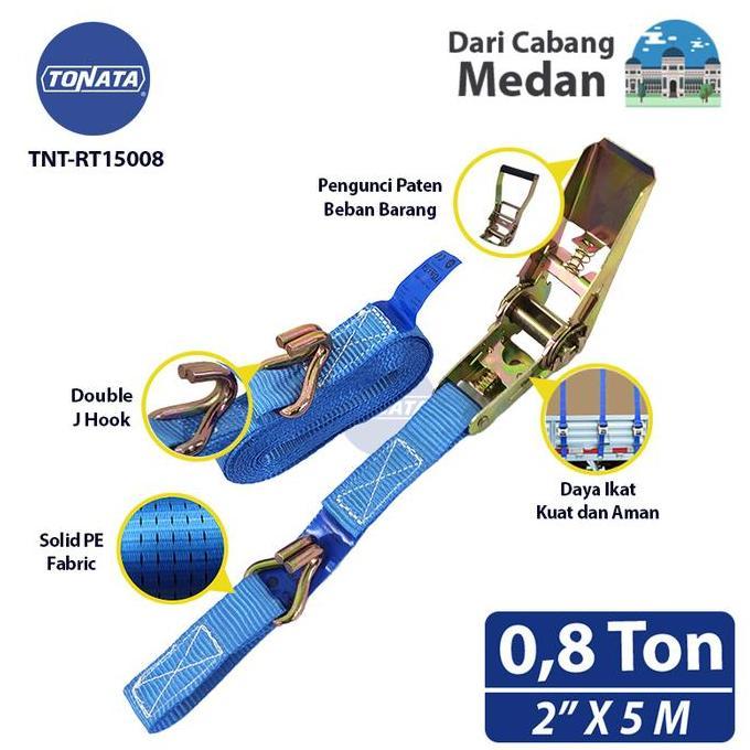 Ratchet Tie Down 1" X 5m / Cargo Belt 0.8 Ton / Tali Pengikat Barang