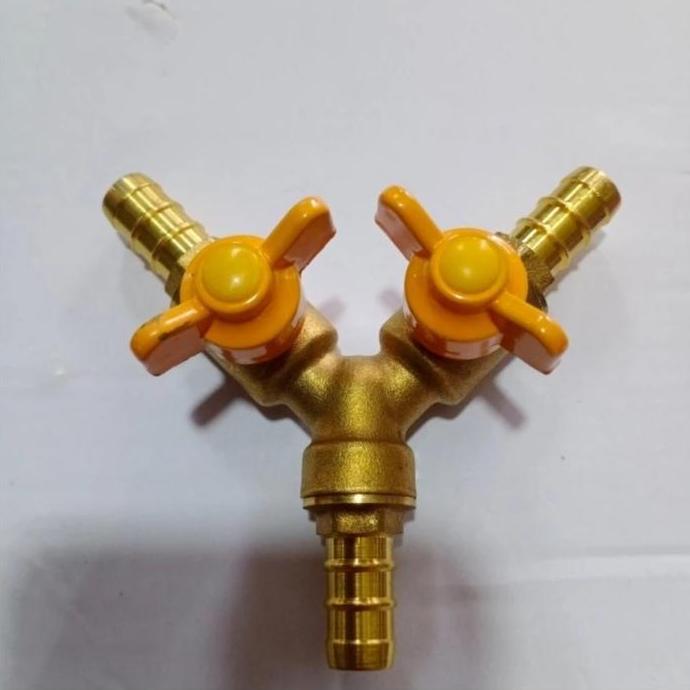 cabang selang gas Y dengan stop kran gas