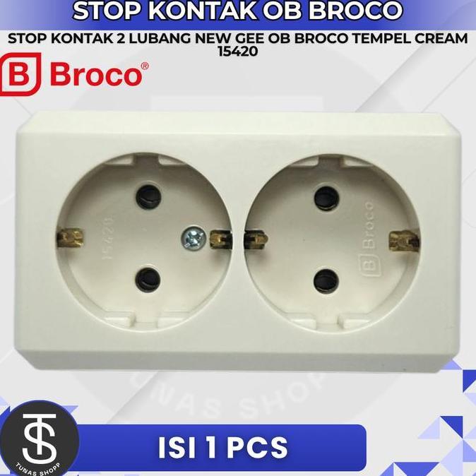 Promo Stop Kontak Ob Broco 2 Lubang New Gee Ob Broco Tempel Cream 15420 / Broco 15420 Stop Kontak 2 