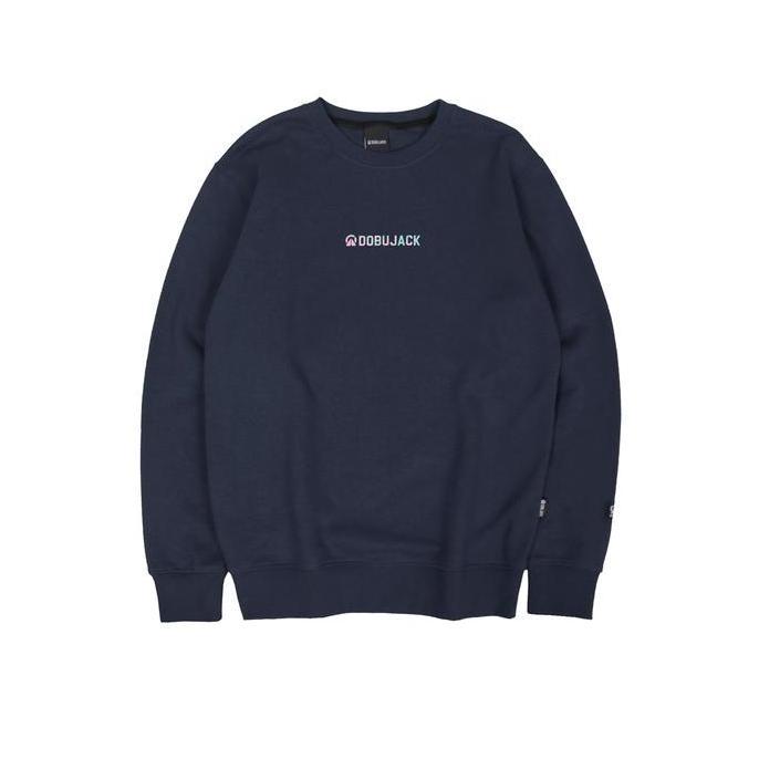 Dobujack Sweater Little Logo Abstract Navy Crewneck