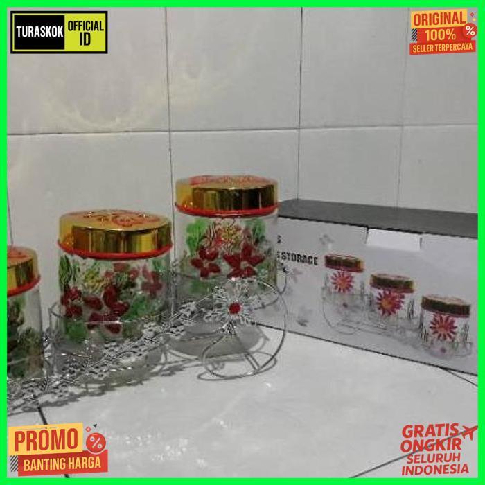 Viral [2 Kg] Toples Kaca Set 3 Pcs + Keranjang ( Toples Lebaran)