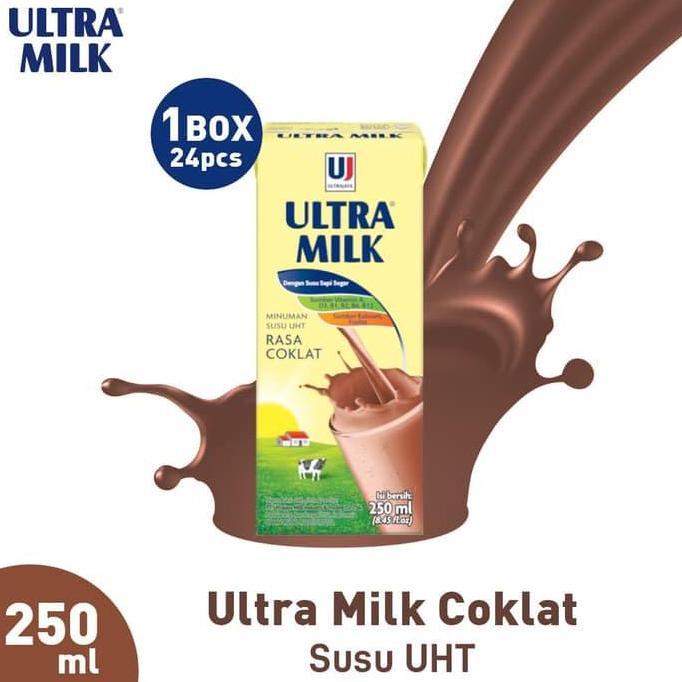 Susu Ultra Milk Rasa Coklat 250 ml (1 karton isi 24 pcs) Harga Grosir