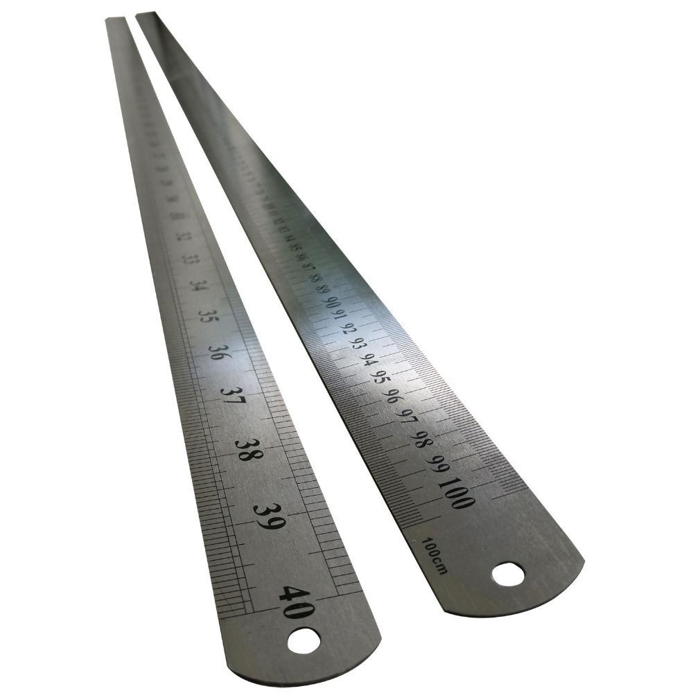 Stainless Ruler 100 Cm Penggaris / Mistar Besi 1 Meter