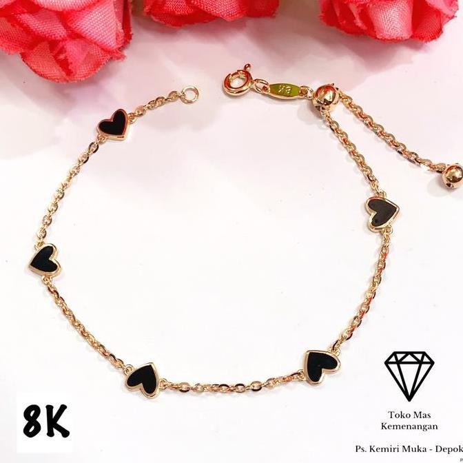 Gelang Serut Nori Hati Hitam 5 Bracelets