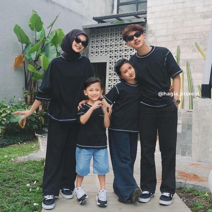 Catlyne Set Couple Family by hagia | couple keluarga dengan model kombinasi jahit luar Baju Combed P