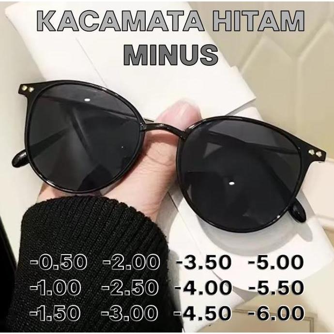 Kacamata Sunglasses Minus Cateye Fashion Korea Anti Radiasi Anti Bluelight Hitam Minus Zhijing-01 Su