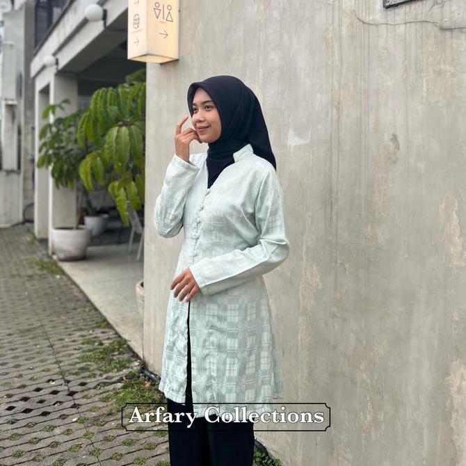 Arfary | Set Couple Model Tunik Kebaya dan Kemeja Sarimbit Bahan Katun Premium Baju Pasangan Atasan 