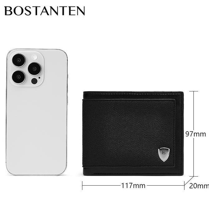 BOSTANTEN Dompet Pria Pendek Dompet Cowok Lipat Hitam
