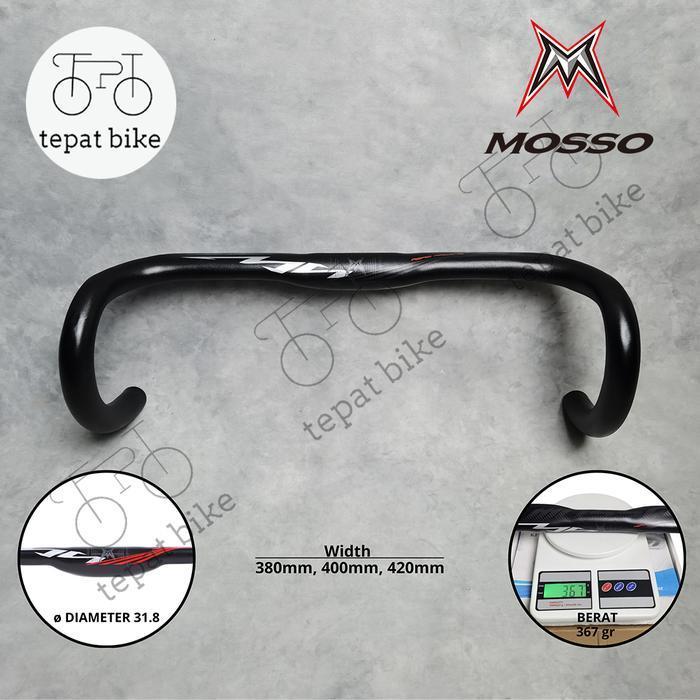 MOSSO Stang Balap Dropbar Aero Roadbike Alloy 380 400 420 Gepeng Pipih Ringan