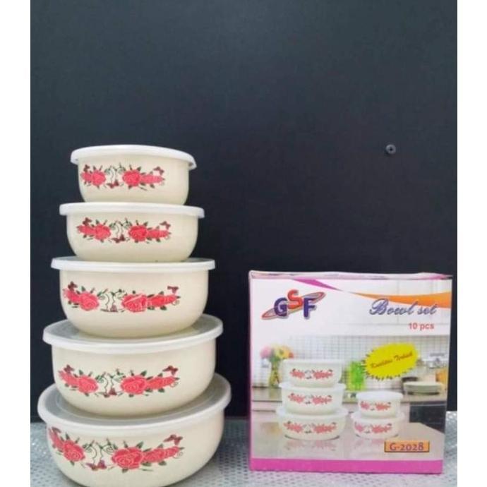 CUCI GUDANG RANTANG SUSUN 5 MANGKOK SET BERANAK MANGKUK PENYIMPANAN MAKANAN MOTIF BUNGA GSF 2028 / R