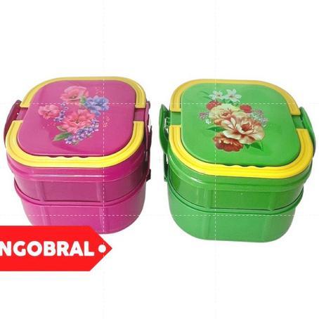 NEW Rantang Susun 2 Plastik / Rantang Makanan Motif Bunga / Rantang Susun 2 / Rantang Susun Makan