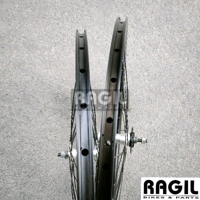 WHEELSET SEPEDA 700C 700 C ARAYA KS40 VELG RIM RIMS DOUBLE WALL ALLOY HUB FREEHUB DOLTRAP BEARING 17