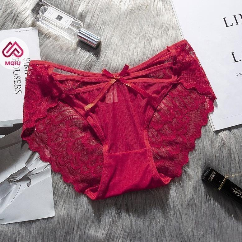 New Product Mqiu - Celana Dalam Wanita Renda Seksi Cd Renda G String Wanita Transparan Tali Samping 