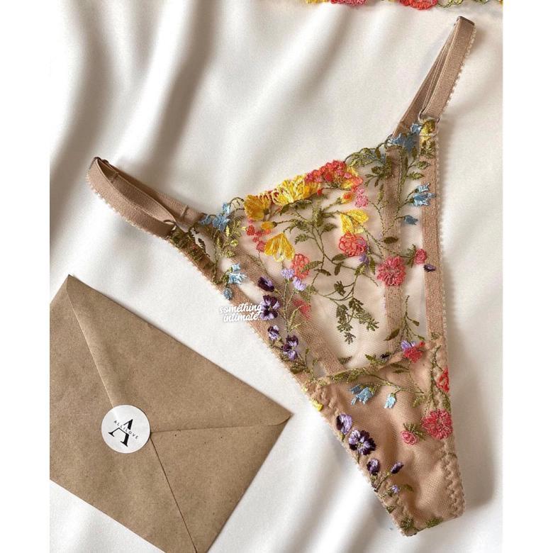 Hot Deals [Thong Only ] Sloan & Shera Floral Embroidered Lace Bra Lingerie Cup Set Bustier Bodice Lo