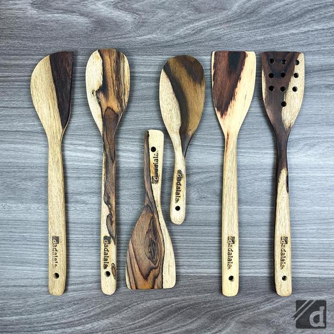 Grosir Dadalala Sodet / Spatula Kayu Set (6 In 1) Panjang 35 Cm Anti Lengket Dan Tahan Panas - 2 Var
