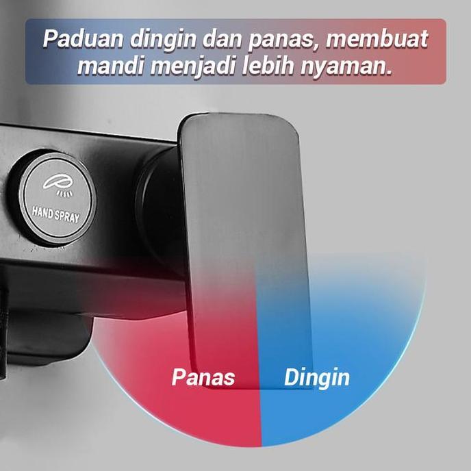 Sale Shower Dengan Tombol Emas Hitam/Set Shower Lengkap Kamar Mandi Rumah /Shower Persegi Kecil Hita