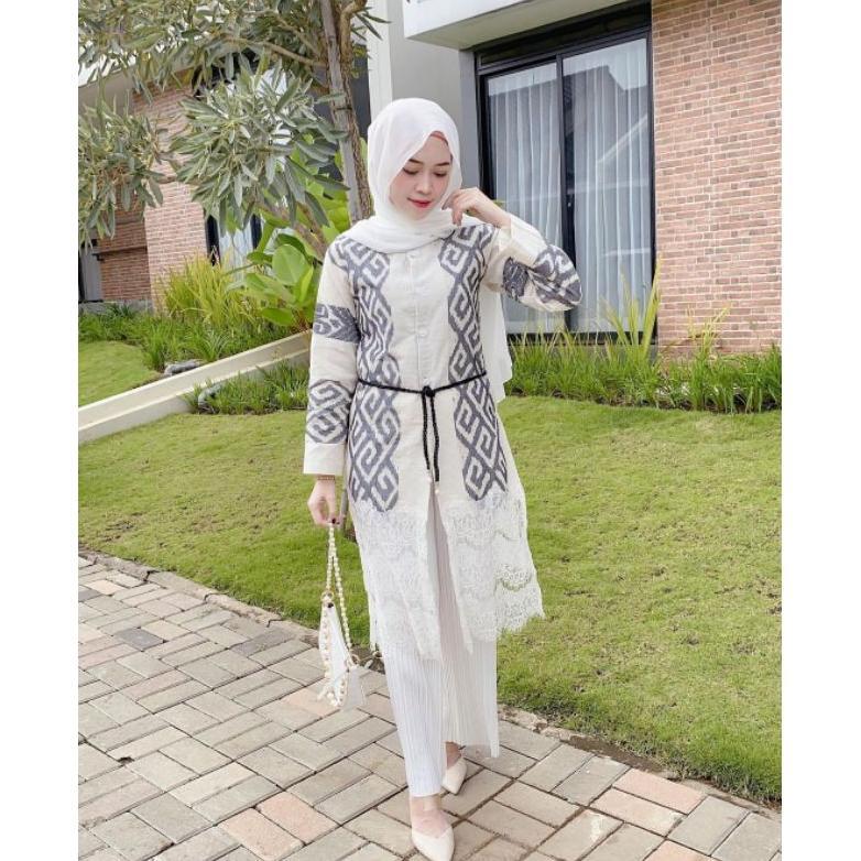 BESTPROMO Tunik Tenun Etnik - Baju Tenun - Baju Batik Tenun - Tunik wanita - Atasan Batik