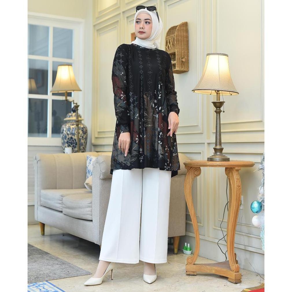 NEW TUNIK LOS MOTIF BATIK BAHAN DENIM/ CALVIN JEANS MUAT DI BB JUMBO