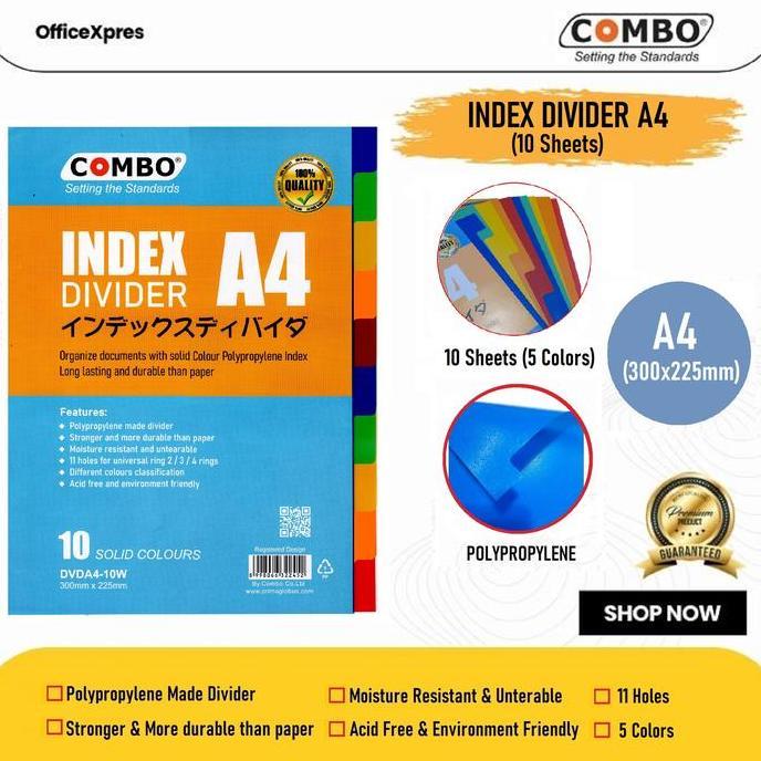 DERADUAJI Index Divider A4 / Pembatas Binder / Binder Divider / File Divider A4