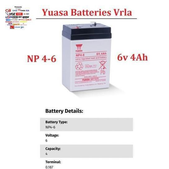 Baterai Aki Kering Yuasa Np4.5-6 ( 6v 4,5Ah ) Aki kering Yuasa 6v 4,5A Batere Yuasa NP4-6 6v 4Ah Mur