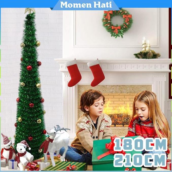 FRONGCHI Dekorasi Natal Pohon Natal Lipat Ukuran 210cm/180cm Pohon Natal Madder