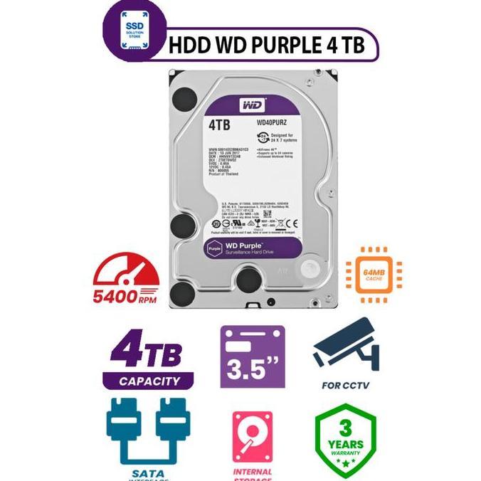 pratamashopsembilan - wd purple 4tb / internal hdd / cctv hdd