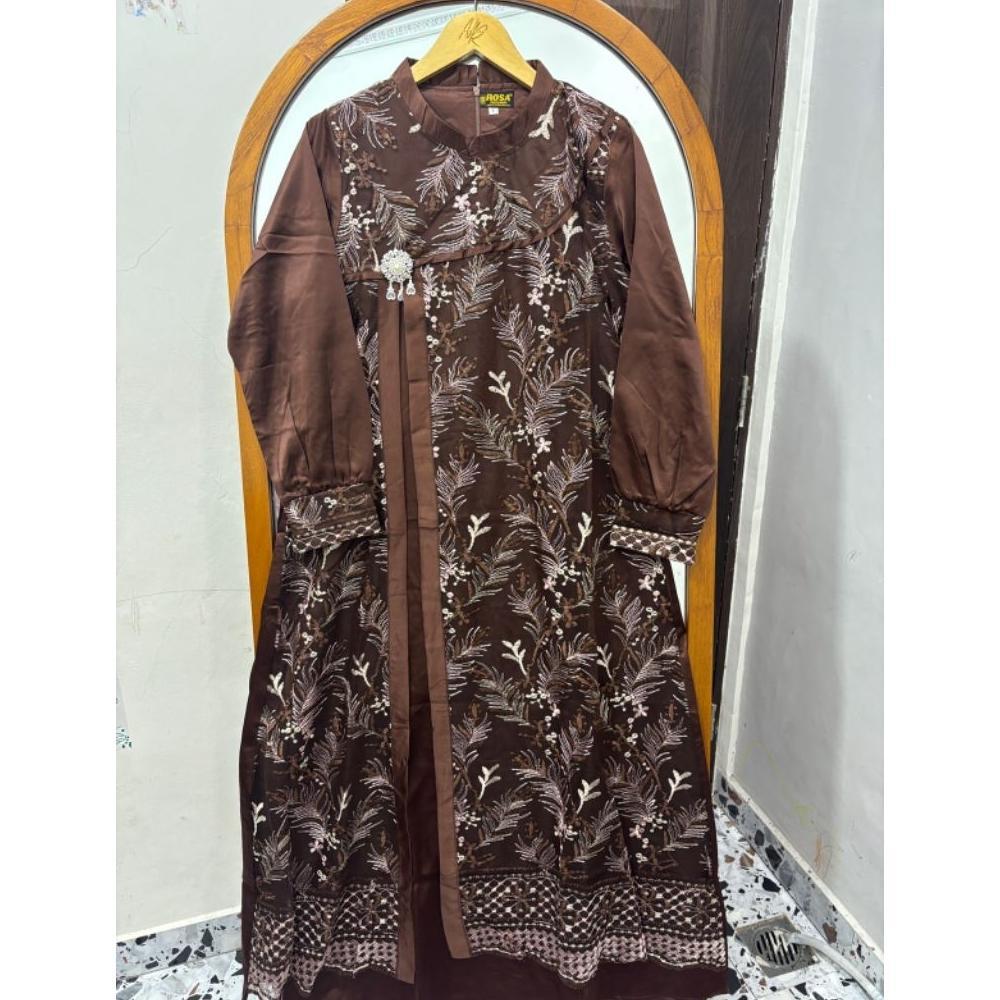 Vf-52 Gamis Pesta Mewah Maudy Dress Kombinasi Tulle Bordir Two Tone | Dress Kondangan Kekinian Rompi