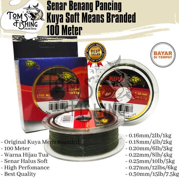 Senar Pancing KUYA MENS BRANDED 100 Meter (0.16mm - 0.35mm) Hijau Tua Original - Toms Fishing origin